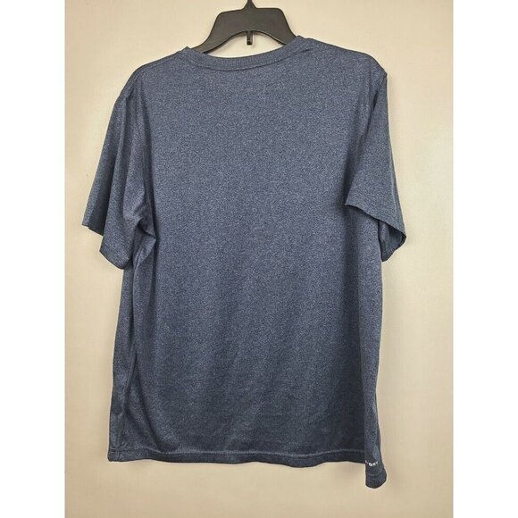 Reebok Mens Play Dry Activewear T-Shirt Medium Navy Crew Neck Short Sleeve Tee - Picture 3 of 8